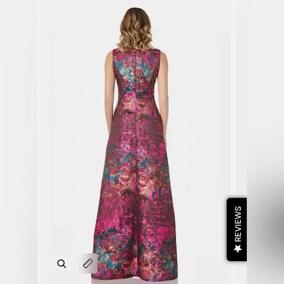 Kay Unger Vibrant Pink and Black Walk Thru Jumpsuit - Picture 6 of 8